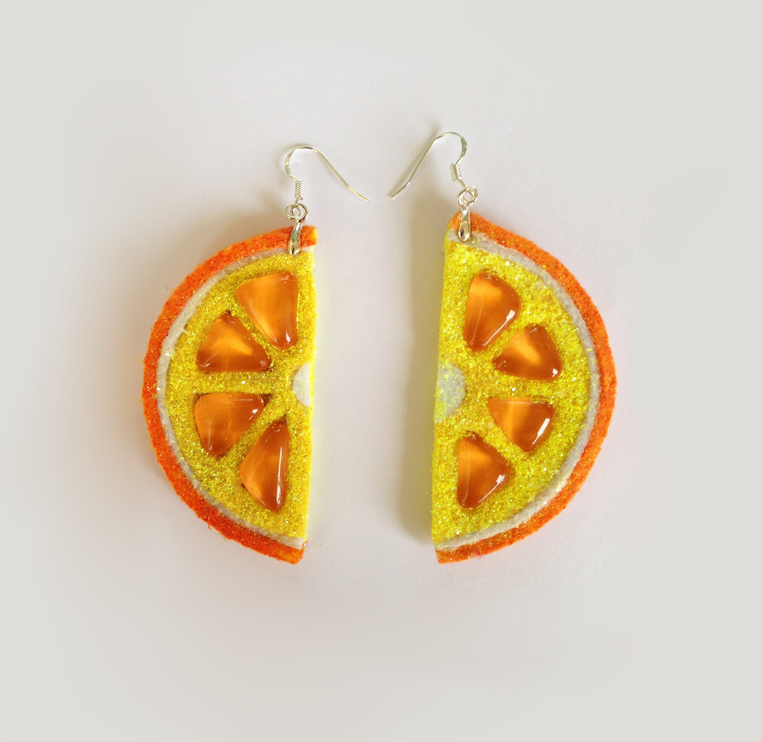 Orange Earrings Handmade Earrings Fruits Earrings Orange Slice Jewelry