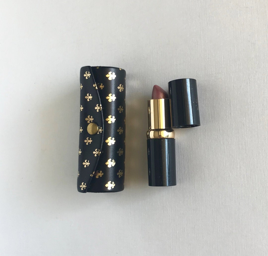 Vintage Lipstick Case With Mirror Leather Gift Italy Lipstick Holder