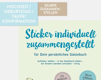 Stel kleine stickers samen voor het gastenboek van alle gelegenheden