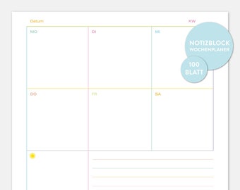 Weekplanner blok 15 x 15 cm