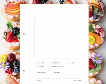 10 Rezeptkarten A5 zum Ausklappen / Eränzungsseiten für unseren Rezeptordner