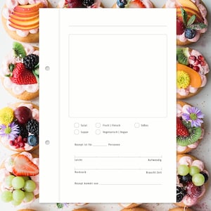 10 Rezeptkarten A5 zum Ausklappen / Eränzungsseiten für unseren Rezeptordner