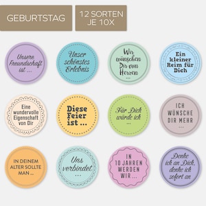 Geburtstags Gästebuch Sticker 120 Stück / 12 Fragen auf je 10 Sticker