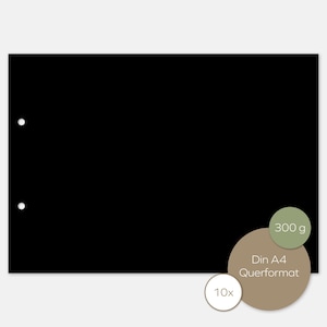 10 hojas en blanco negras de papel natural A4 de 300 g de grosor para fotografías o para escribir o pegar
