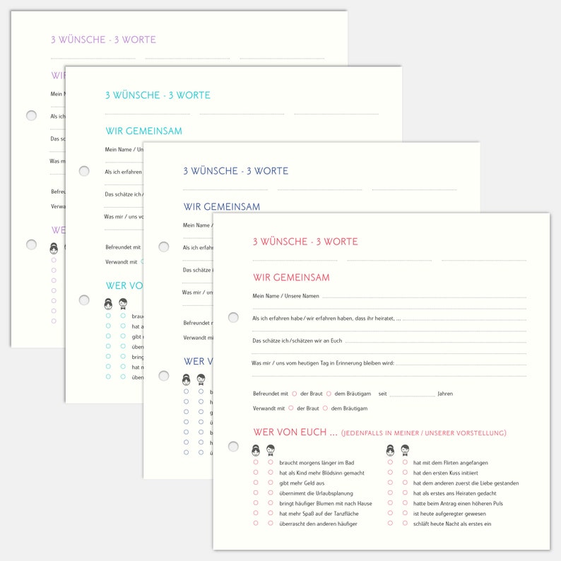 Hochzeits-Gästebuch mit Fragen personalisiert mit Namen und Datum Bild 4