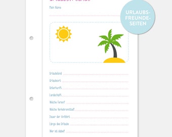 Freundebuch Seiten für den Urlaub 10 Bögen im Set