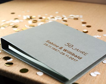 Hochzeits-Gästebuch für Goldene Hochzeit mit Fragen personalisiert mit Namen und Datum