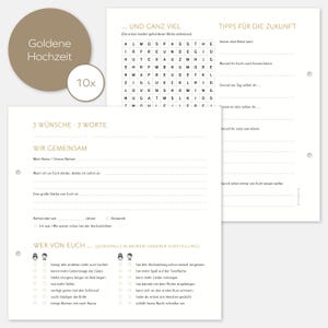 10x Extra Gästeseiten Goldene Hochzeit / Ergänzung für unser Goldene Hochzeits Album