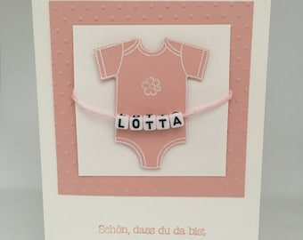 Card with name for birth - girl