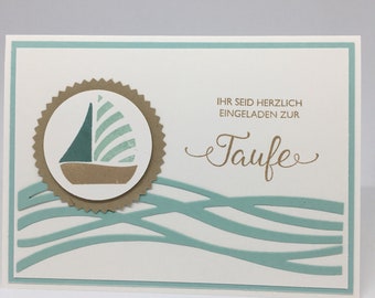 Invitation baptism boys boat