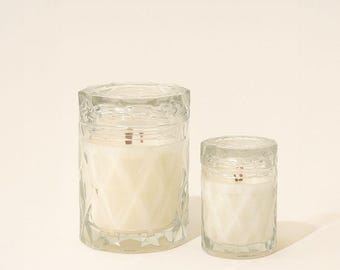 Diamond Glass Candle Vessel with Lid for Candle Making: Luxury Candle Jar