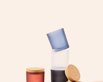 7oz Icon Candle Vessel with Cork Lid for Candle Making, Frosted Glass Jar