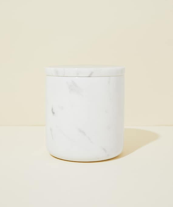 10oz Marble Candle Vessel & Lid, White 