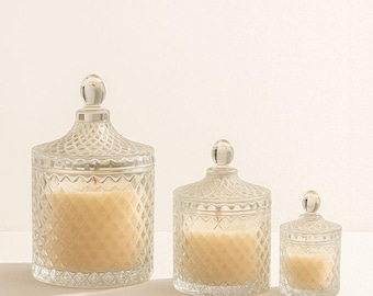 Princess Glass Candle Vessel with Lid for Candle Making: Luxury Candle Jar