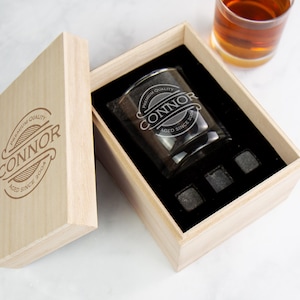 Birthday Whiskey Glass Set With Box, Custom Bourbon Glasses, Rocks Glass 30th Birthday Gift for Him, Boyfriend 21st Birthday Gift for Men