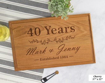 40th Anniversary Cutting Board Gift, Personalized Charcuterie Board, 40th Wedding Anniversary Gifts Personalized, 40th Anniversary Gift