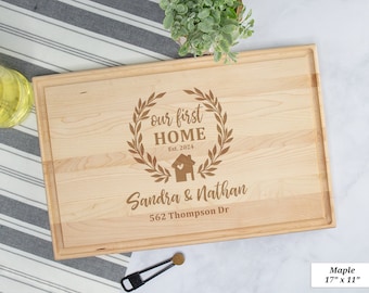 First Home Cutting Board Gift, Personalized Realtor Closing Gift, Charcuterie Board Custom Housewarming Gift Idea, First Home Gift