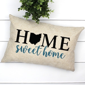 Ohio Home Sweet Home Pillow Covers, Home Sweet Home Ohio, Ohio Home Decor, Home Sweet Home Gifts, Home Pillow Cover Linen