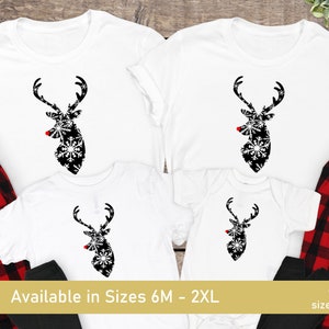 Reindeer Family Pajamas, Red Buffalo Plaid Christmas Pajamas Reindeer, Christmas Family Pajamas Plaid, Christmas Family Pajamas