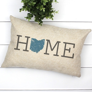 Ohio Home Decor Farmhouse, Home State Pillow, State Pillow Covers Farmhouse Decor Living Room Pillow Covers For Couch For Bench