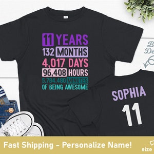 11th Birthday Shirt Girls Birthday Outfit 11 Year Old Girl 11th Birthday  Gifts Cute Birthday Girl Shirt