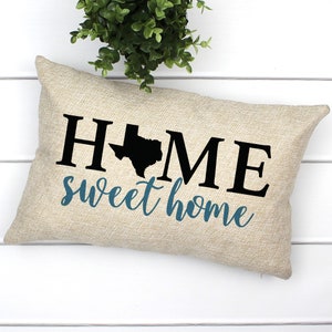 Texas Home Sweet Home Pillow Covers, Home Sweet Home Texas, Texas Home Decor, Home Sweet Home Gifts, Home Pillow Cover Linen