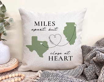 Personalized Long Distance Pillow: Custom State Map Throw Pillow