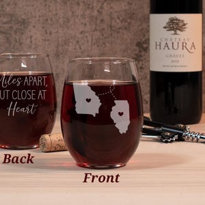 Miles Apart Wine Glass, Custom Wine Glasses Engraved, Long Distance Friend Gifts, Best Friend Wine Glasses Personalized, Moving Away Gift