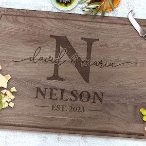 Cutting Board With Last Name, Personalized Cutting Board Wedding Gift, Monogram Cutting Board, Custom Wedding Gift For Couple Personalized