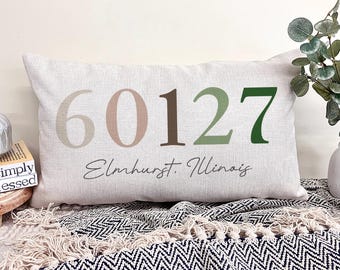 Custom Zip Code Pillow Cover, Personalized Home Decor, Housewarming Gift Pillows, Custom Throw Pillow, New Home Gift for Host, Realtor Gift