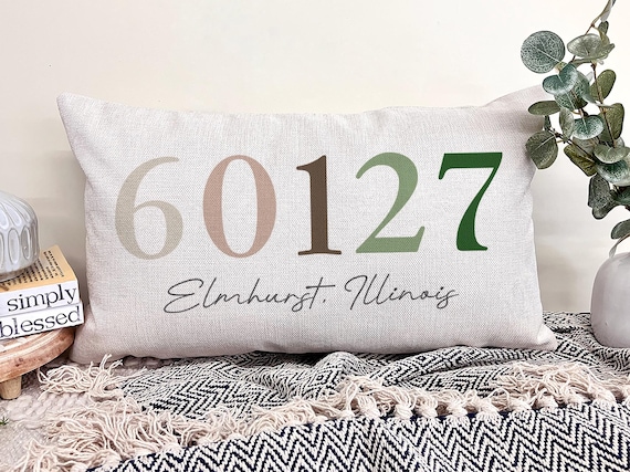 Custom Zip Code Pillow Cover, Personalized Home Decor, Housewarming Gift Pillows, Custom Throw Pillow, New Home Gift for Host, Realtor Gift
