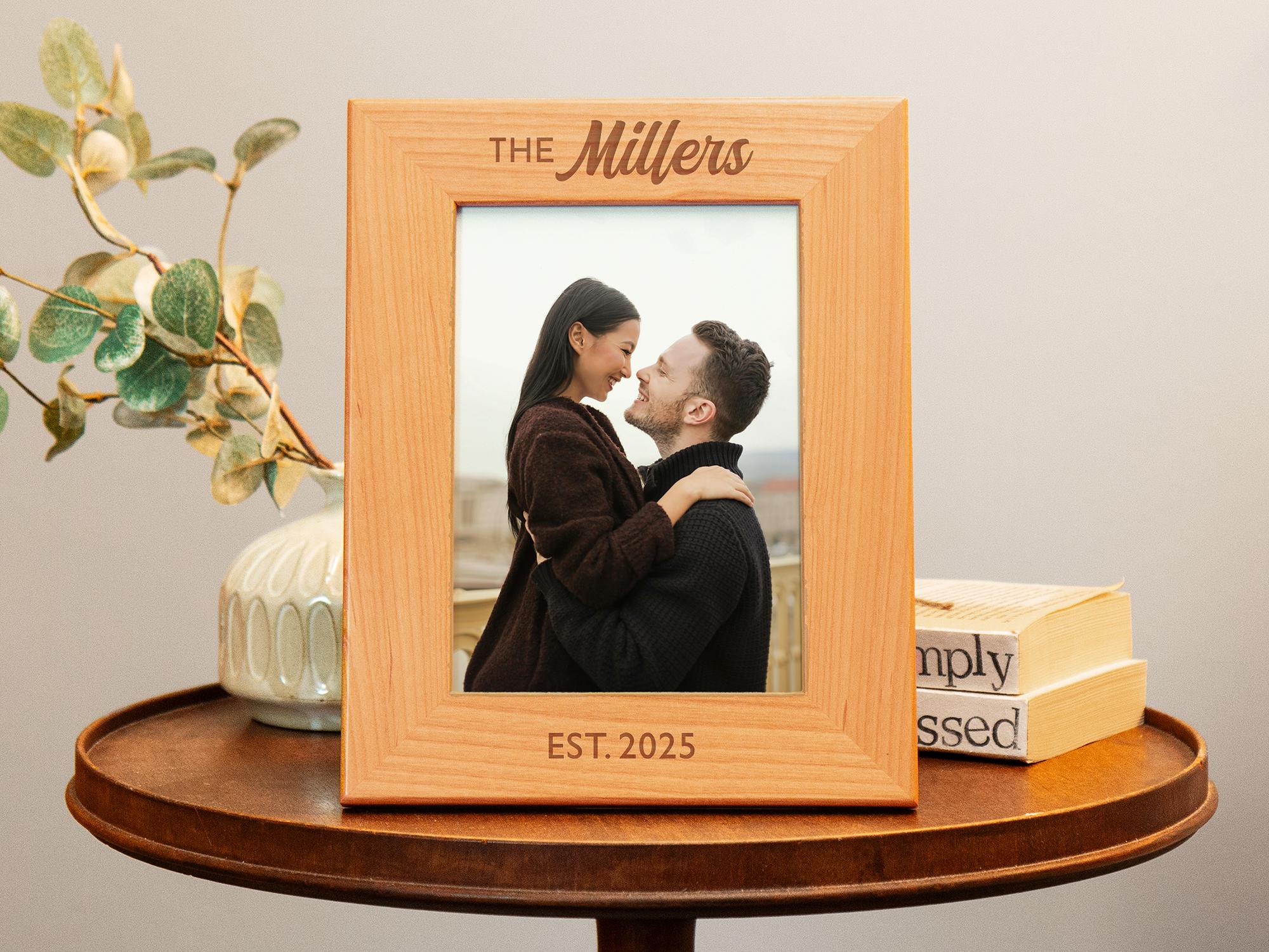 Est Date Picture Frame Bridal Shower Gift, Wedding Picture Frame Personalized Photo Frame, Engraved Picture Frame, Wedding Gift for Couple