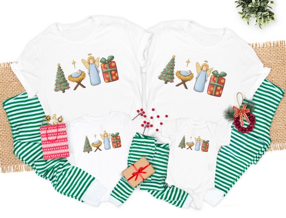 Family Christmas Pajamas Nativity Religious Holiday Pajamas Christian Christmas Jammies Sets Jesus Christmas Pjs Green Pants Etsy Canada