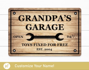 Grandpas Garage Sign Personalized, Fathers Day Gift For Grandpa, Custom Garage Sign Grandpa Gifts, Grandpa Birthday Gift, Custom Papa Gifts