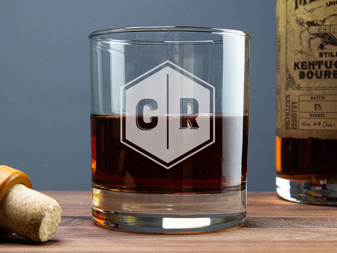 Initials Whiskey Glass Monogram Whiskey Glass Personalized Etsy