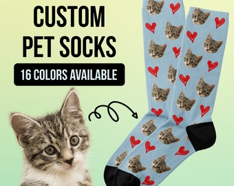 Custom Cat Socks, Cat Gift For Cat Lovers, Custom Socks with Faces, Pet Socks Personalized, Funny Socks, Cat Gifts, Cat Dad Gift