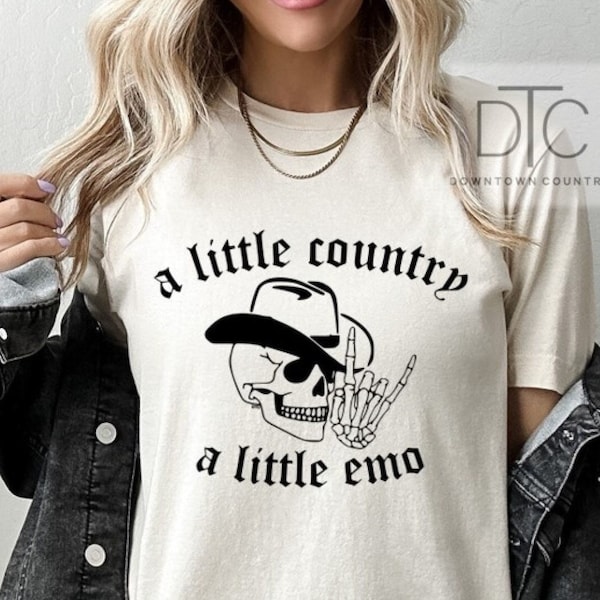 A Little Country, A Little Emo Shirt, Still Emo Shirt, Skeleton Cowboy Shirt, Skeleton Shirt, Country Music Shirt, Western Concert Shirts