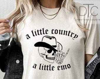 A Little Country, A Little Emo Shirt, Still Emo Shirt, Skeleton Cowboy Shirt, Skeleton Shirt, Country Music Shirt, Western Concert Shirts