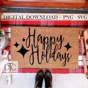 Buone vacanze SVG, file di taglio di Natale, download del design digitale, semplice Natale SVG, cartolina di buone feste, ornamento di buone feste SVG, Png