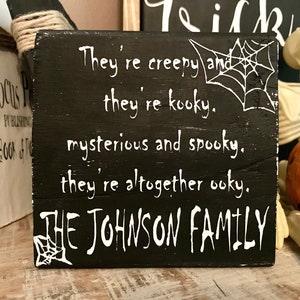 Personalized Halloween Sign, Family Halloween Sign, Custom Halloween Sign, Addams Family Sign