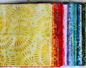 Pack de telas batik con 30 telas patchwork 100% algodón en 15 cm x 15 cm - asp-270