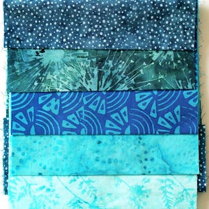 Stoffpaket Batikstoffe türkis - 5 Stoffe à 15 cm x 55 cm - asp286
