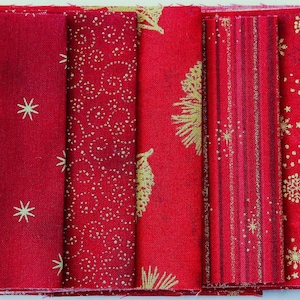 Stoffpaket Weihnachten Rot - 5 Stk 10 cm x 55 cm - a811