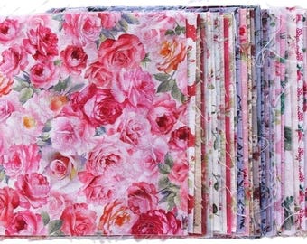 Pack de telas rosas con 30 telas patchwork 100% algodón en 15 cm x 15 cm - asp-340