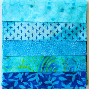 Stoffpaket Batikstoffe türkis - 5 Stoffe à 15 cm x 55 cm - asp286