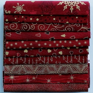 Fabric package Christmas Red - 10 pcs 15 cm x 55 cm - a816