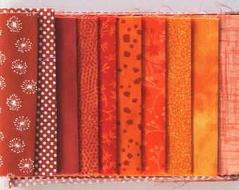 Stoffpaket Patchworkstoffe orange mit 10 Stoffen aus 100% Baumwolle in 10 cm Breite/55 cm Länge -  asp021