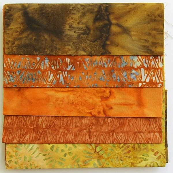 Batik Stoffpaket braun - 5 Stk 15 cm x 55 cm - a288