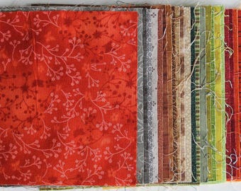 Pack de telas tonos tierra con 30 telas patchwork 100% algodón en 15 cm x 15 cm - asp-145