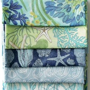 Stoffpaket Patchworkstoffe 'Serena Shores' von Moda Fabrics - Fat Quarter Bundle - 5 FQ - 5 Stoffe à 50 cm x 55 cm - afqb-004
